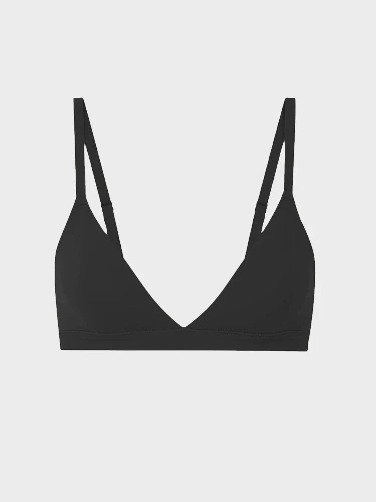 Womens Wireless Triangle Bralette Plunge Unlined Seamless Bras