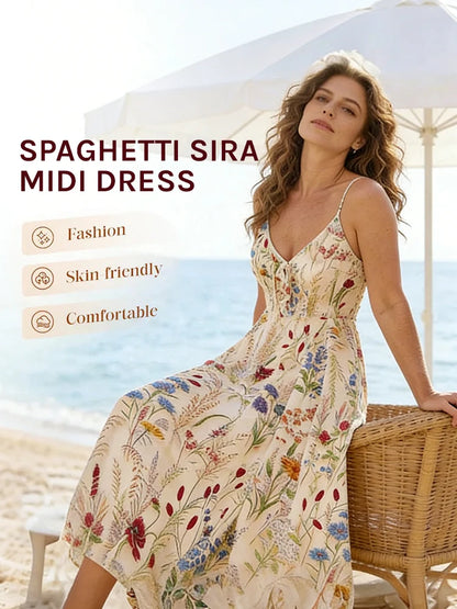 Boho Floral Cami A-Line Summer Dress