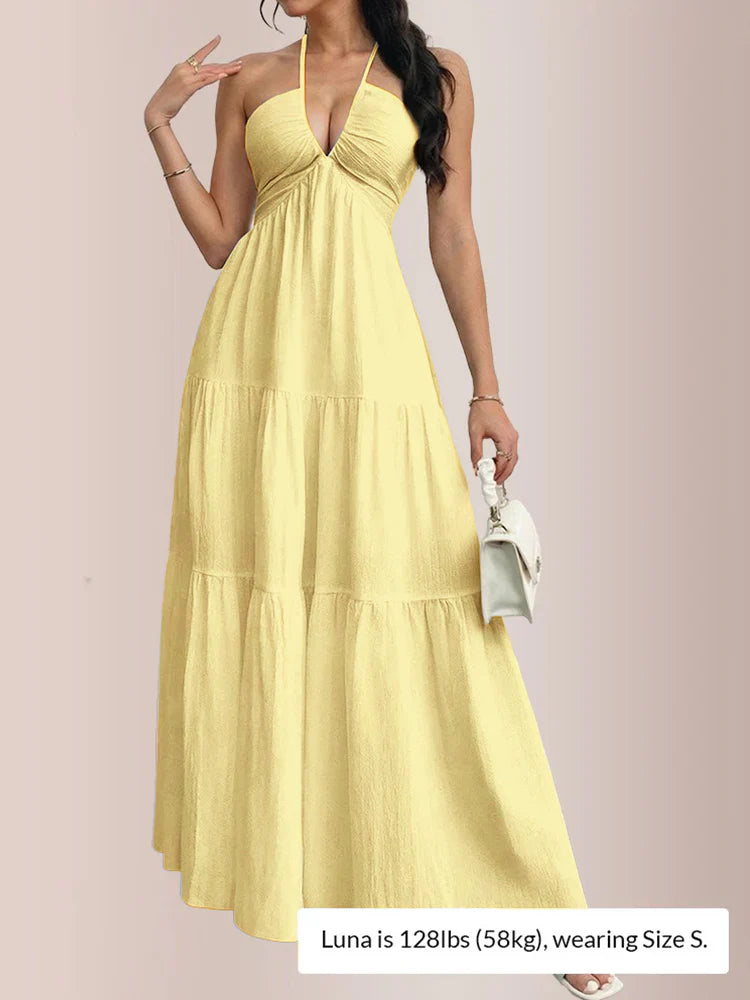 Halter Neck Tiered Maxi Dress
