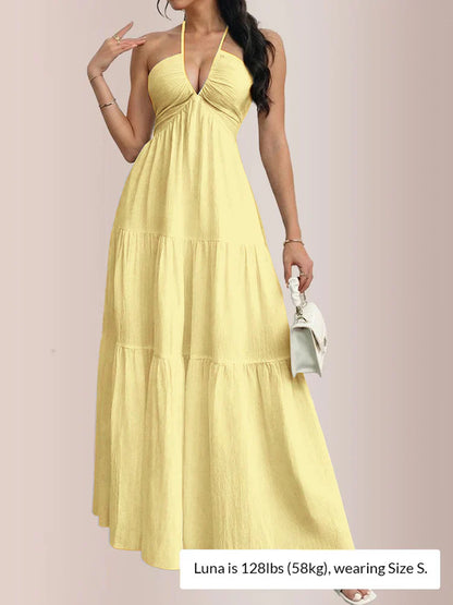 Halter Neck Tiered Maxi Dress