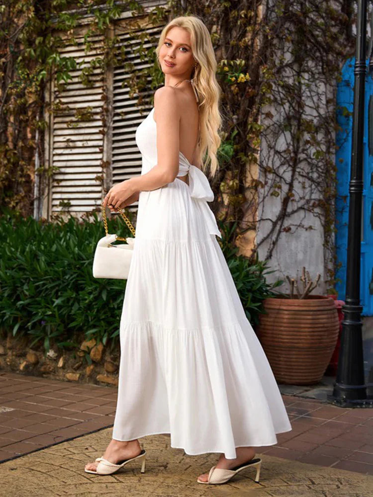 Halter Neck Tiered Maxi Dress