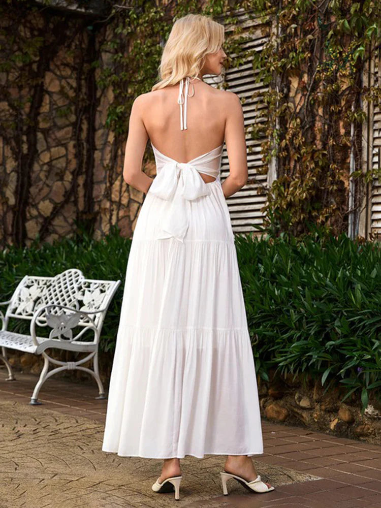 Halter Neck Tiered Maxi Dress