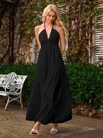 Halter Neck Tiered Maxi Dress