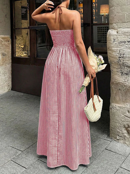 Women’s Striped Halter Neck Maxi Dress