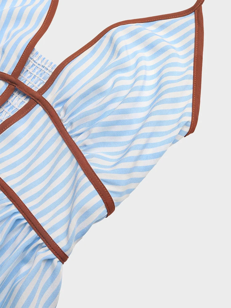 Women’s Striped Halter Neck Maxi Dress