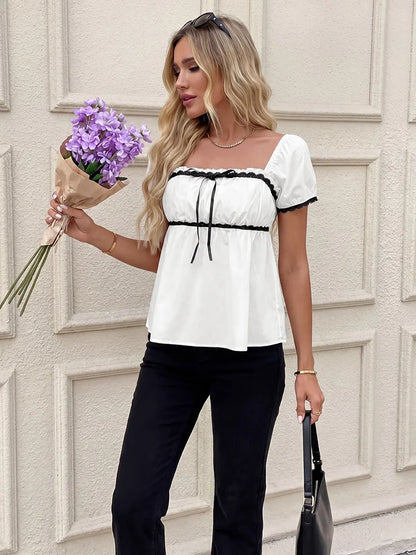 Women's Summer Short Sleeve Cinch Waist T-Shirts