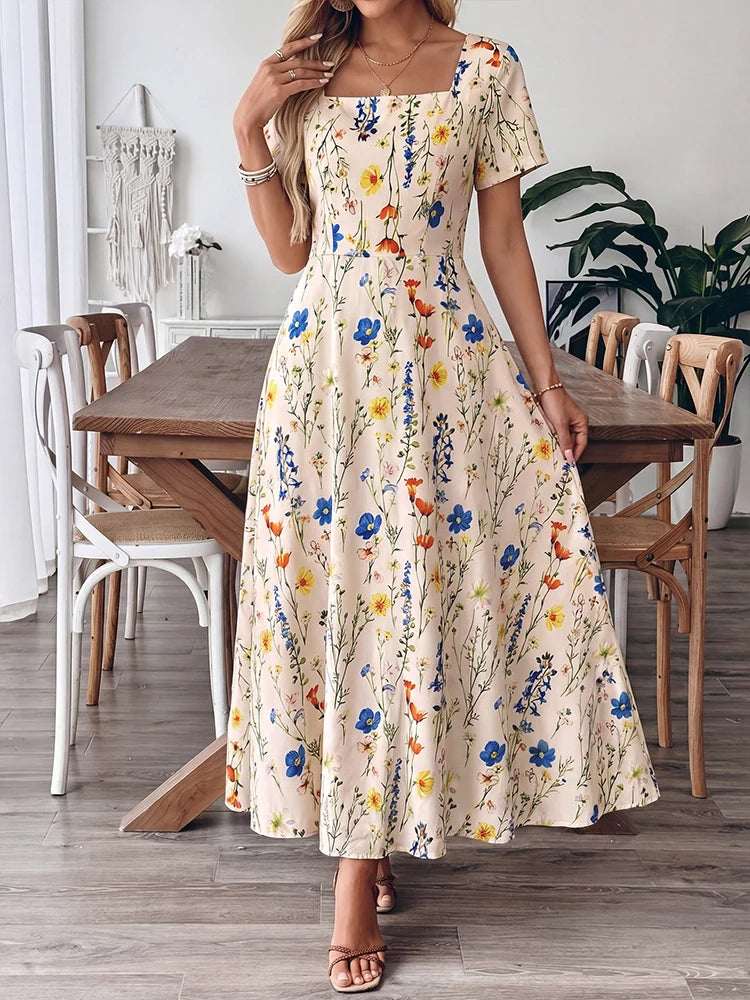 Women's Casual Square Neck Dress