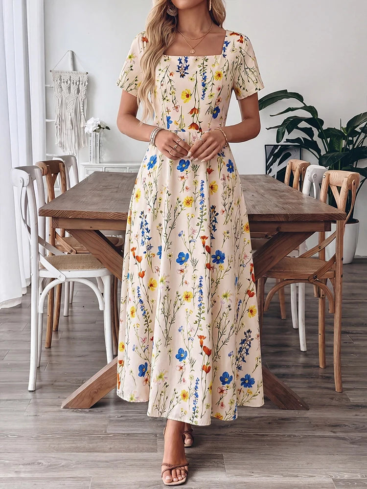 Women's Casual Square Neck Dress