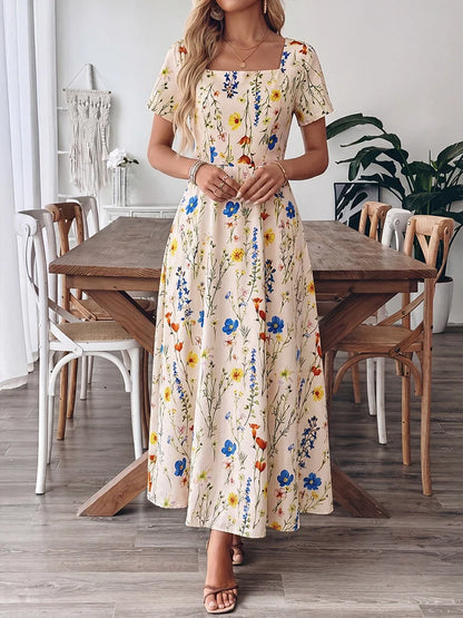 Women's Casual Square Neck Dress
