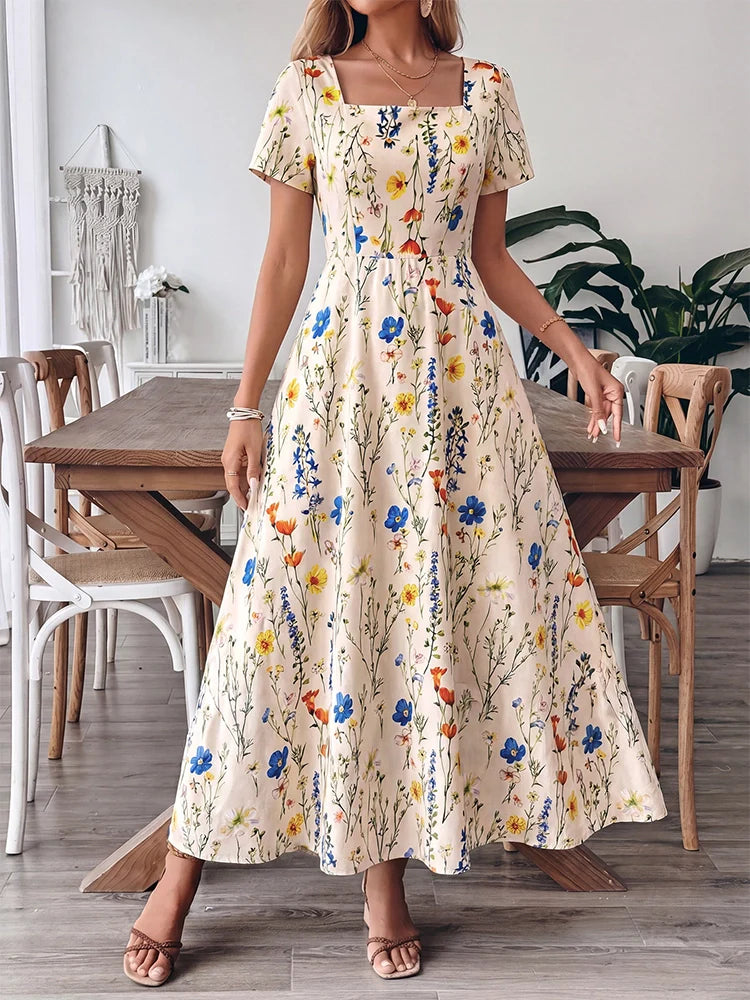 Women's Casual Square Neck Dress