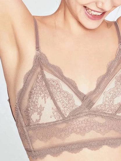 Womens Lace Bralette Sexy Wireless Bralettes Bra Set