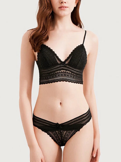Women’s Lace Bralette Soft Wireless Bra Set