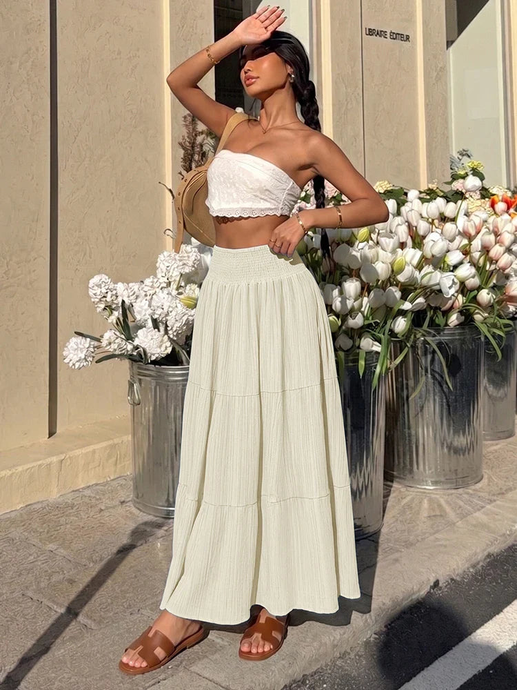 Women's Flowy Maxi High Waisted Casual Long Skirts
