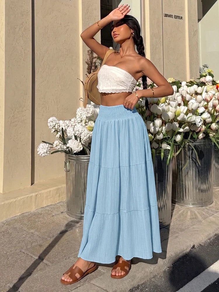 Women's Flowy Maxi High Waisted Casual Long Skirts