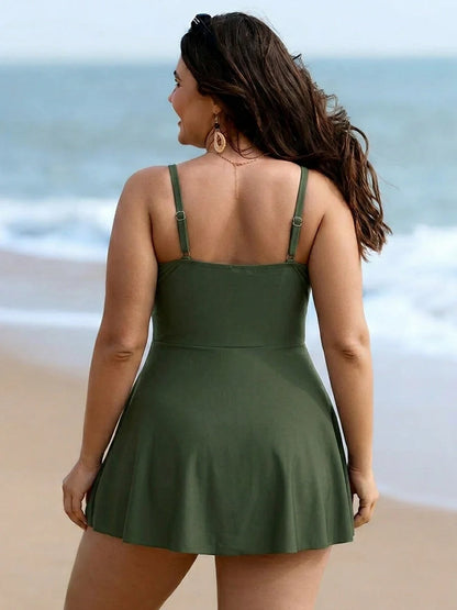 Womens One Piece Swimsuit Tummy Control Bathing Suit Criss Cross Front Swim Dress Beach Skirt