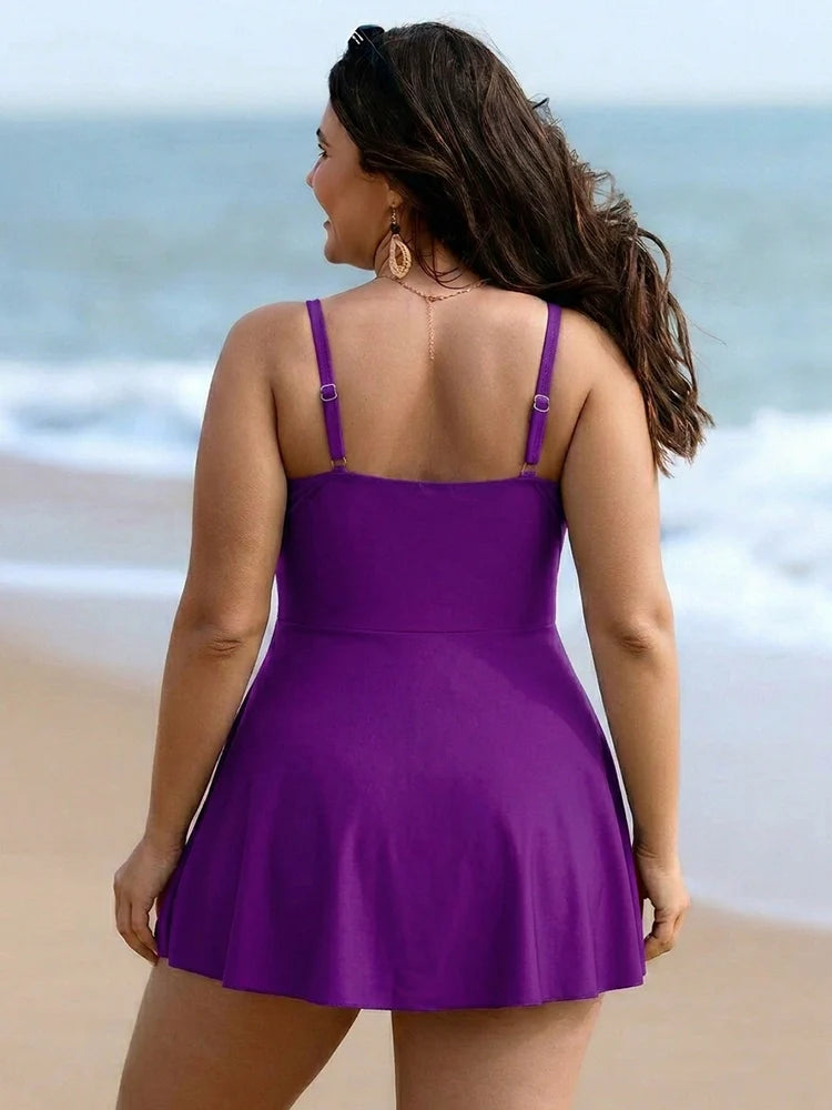 Womens One Piece Swimsuit Tummy Control Bathing Suit Criss Cross Front Swim Dress Beach Skirt