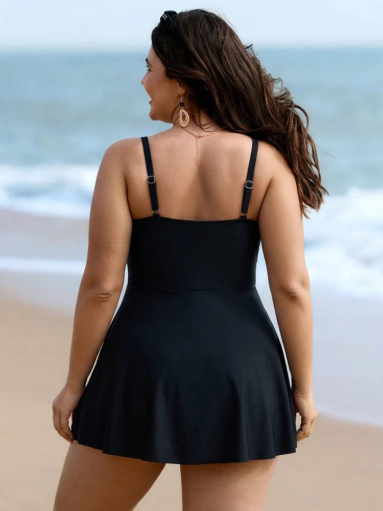 Womens One Piece Swimsuit Tummy Control Bathing Suit Criss Cross Front Swim Dress Beach Skirt
