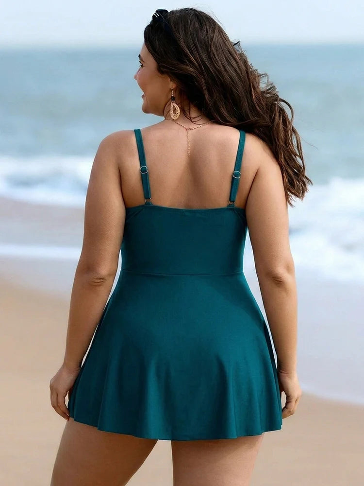Womens One Piece Swimsuit Tummy Control Bathing Suit Criss Cross Front Swim Dress Beach Skirt