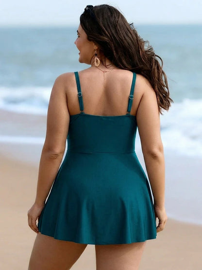 Womens One Piece Swimsuit Tummy Control Bathing Suit Criss Cross Front Swim Dress Beach Skirt