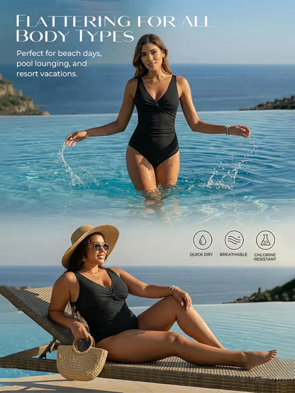Retro Ruched Tummy Control One-Piece Swimsuit