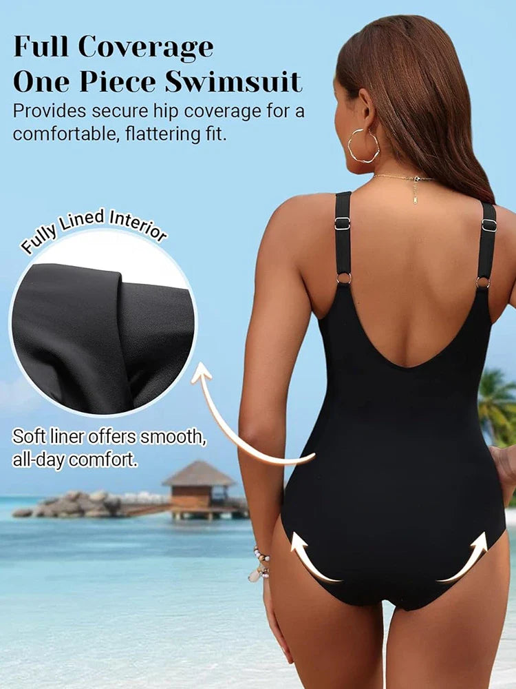 Retro Ruched Tummy Control One-Piece Swimsuit