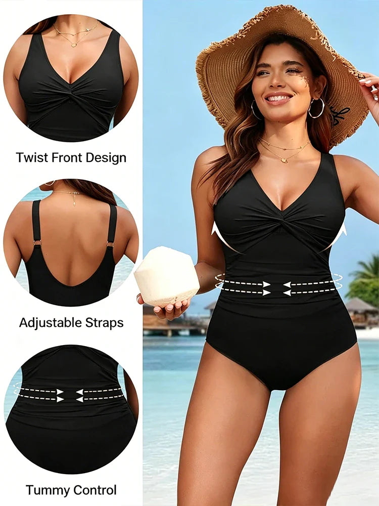 Retro Ruched Tummy Control One-Piece Swimsuit