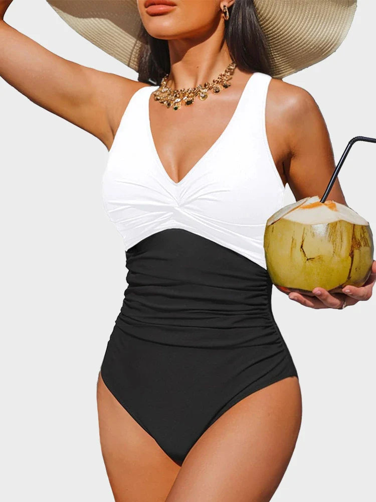 Retro Ruched Tummy Control One-Piece Swimsuit