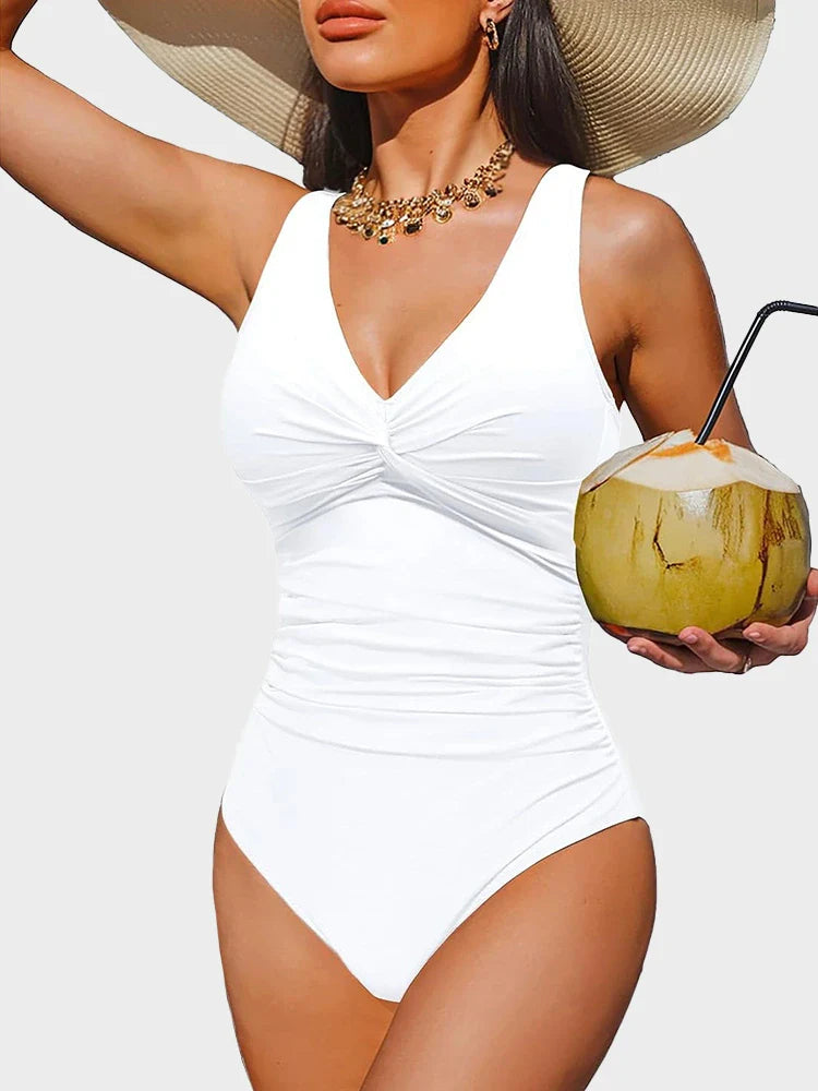 Retro Ruched Tummy Control One-Piece Swimsuit