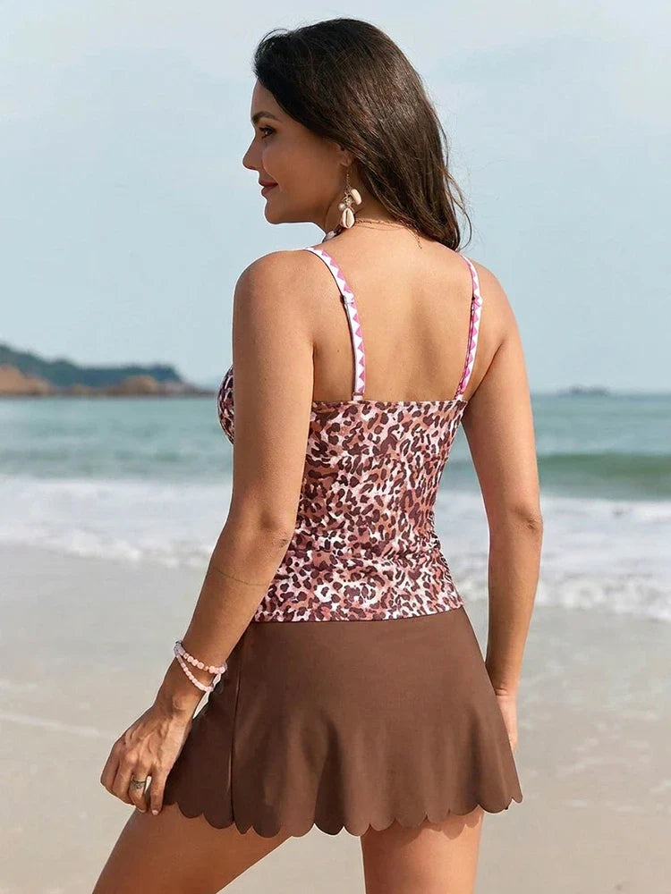 Women’s Floral Tankini Swimsuit with Swim Skirt