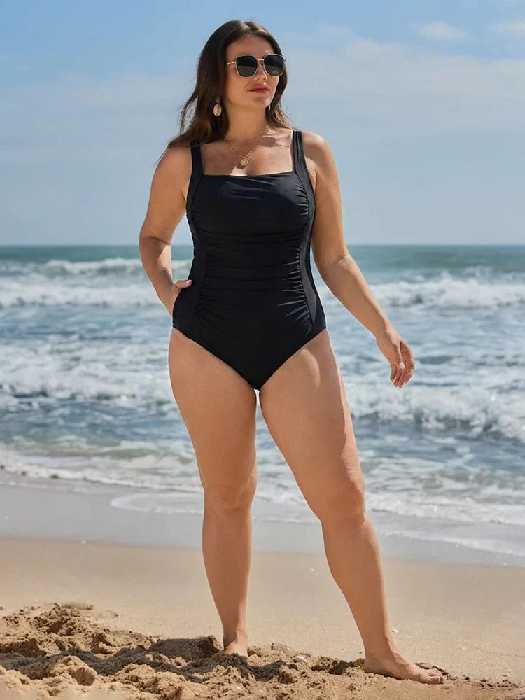 Ribbed Cutout-Front Shaping Swimsuit