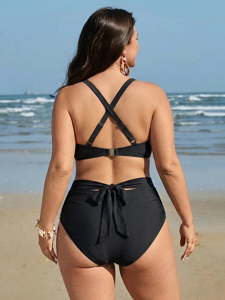 Twist-Front Mesh Wrap Tummy Control Bikini Set