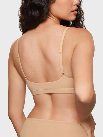 Womens Wireless Triangle Bralette Plunge Unlined Seamless Bras