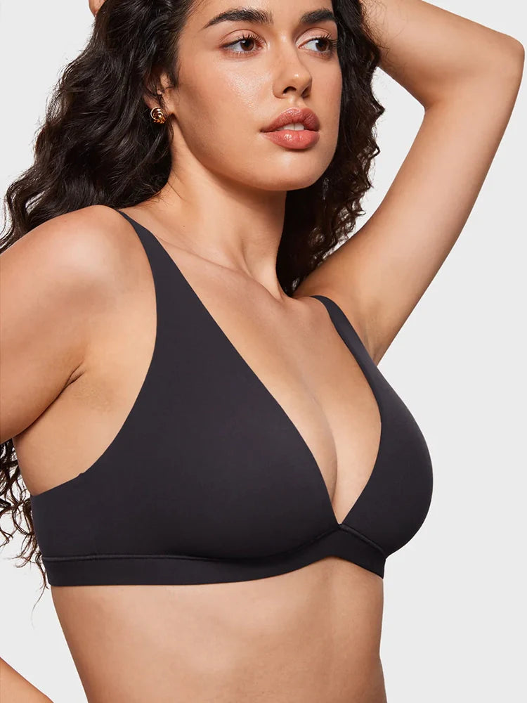 Womens Wireless Triangle Bralette Plunge Unlined Seamless Bras