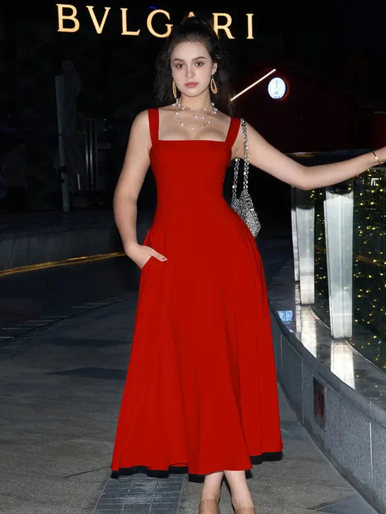 Women’s Elegant Square Neck Maxi Dress