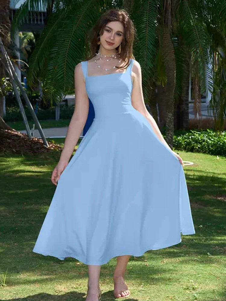 Women’s Elegant Square Neck Maxi Dress