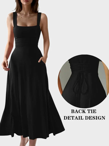 Women’s Elegant Square Neck Maxi Dress