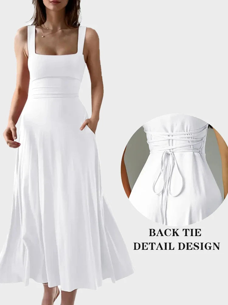 Women’s Elegant Square Neck Maxi Dress