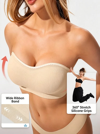 Non-Slip Bandeau Seamless Wireless Strapless Bra