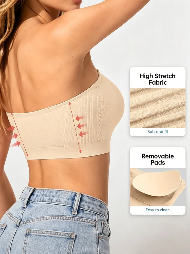 Non-Slip Bandeau Seamless Wireless Strapless Bra
