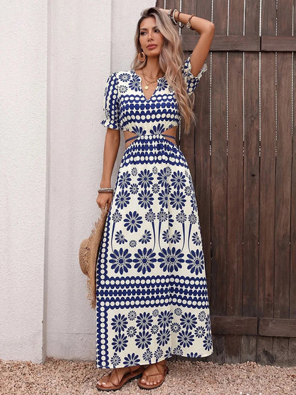Women's Cut Out Wrap Deep V Neck Dress