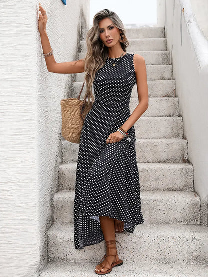 Women's  French Vintage Polka Dot Backless Dress