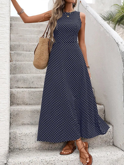 Women's  French Vintage Polka Dot Backless Dress