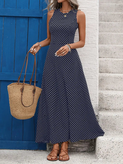 Women's  French Vintage Polka Dot Backless Dress