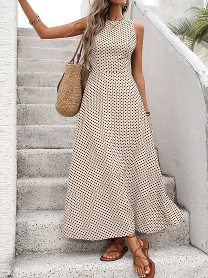 Women's  French Vintage Polka Dot Backless Dress