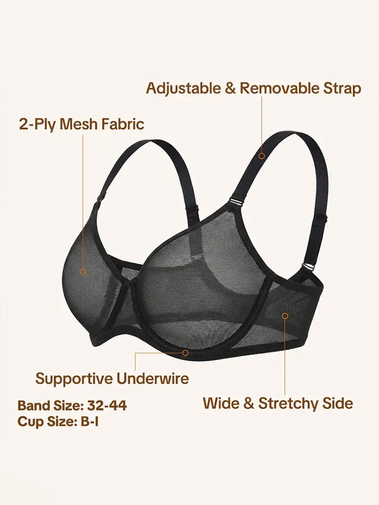 Seamless Mesh Unlined Underwire Minimizer Bra