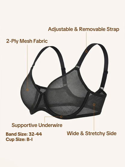 Seamless Mesh Unlined Underwire Minimizer Bra