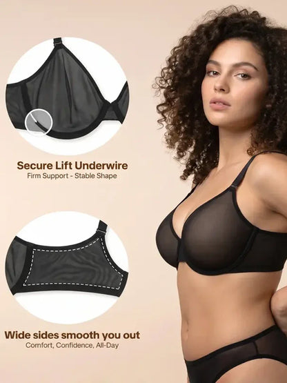 Seamless Mesh Unlined Underwire Minimizer Bra