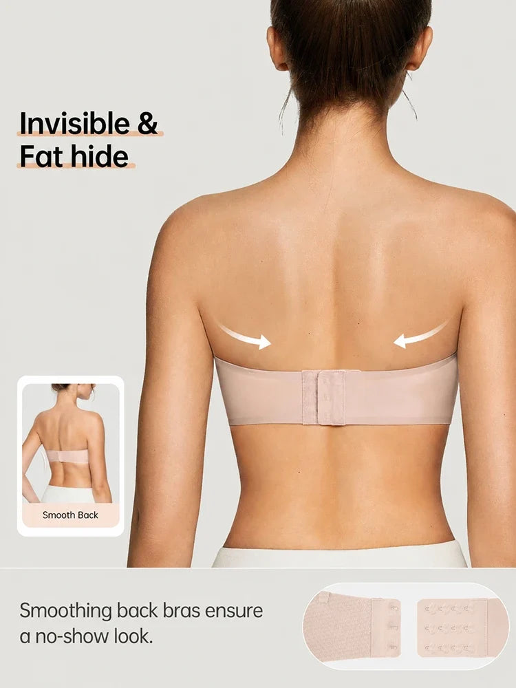 Women's Strapless Wireless Seamless Jelly Push Up Bra