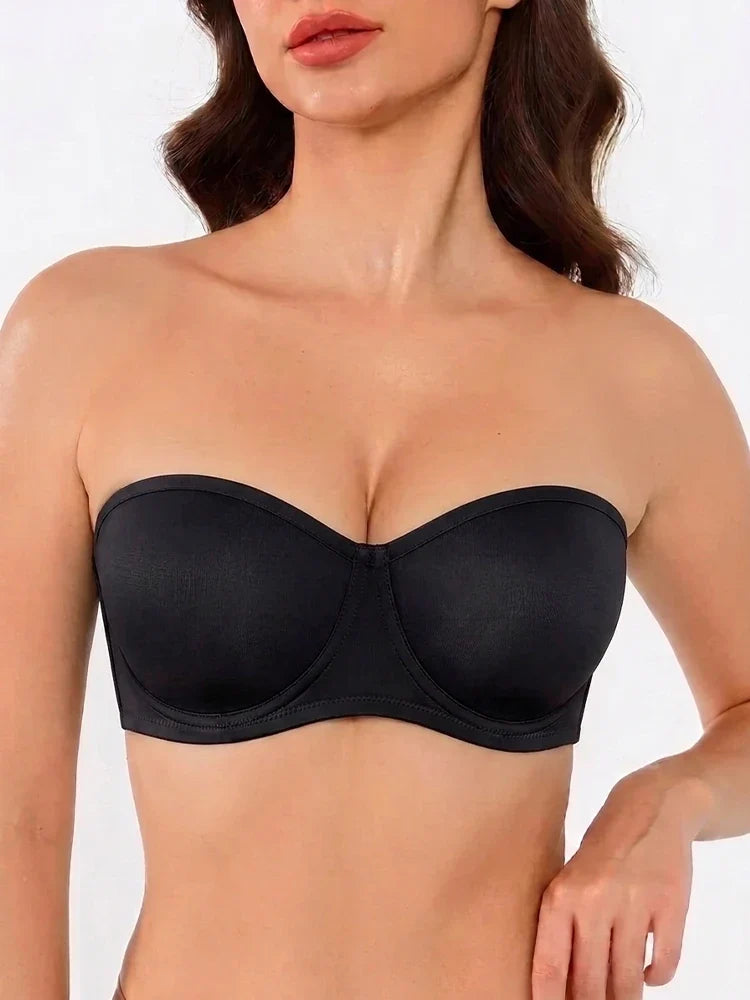 Sheer Mesh Unlined Underwire Strapless Balconette Bra