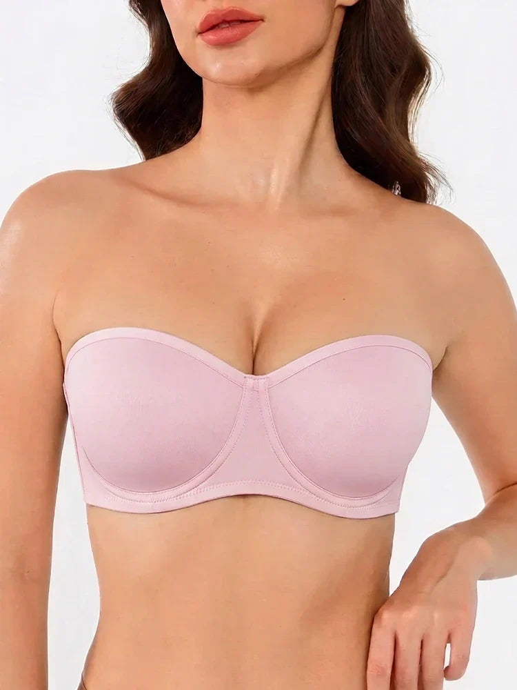 Sheer Mesh Unlined Underwire Strapless Balconette Bra